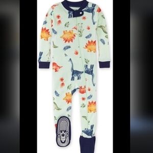 Burts Bees Baby Zip Up Dinosouar Pajamas Sise 18 Months